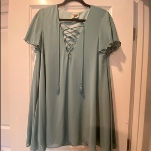 Show Me Your MuMu teal shift dress